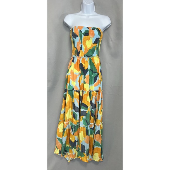 Anthropologie Abel the Label Smocked Strapless Maxi Floral Dress Medium - Picture 1 of 14